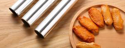 What should be noted about aluminum foil rolls in food safety